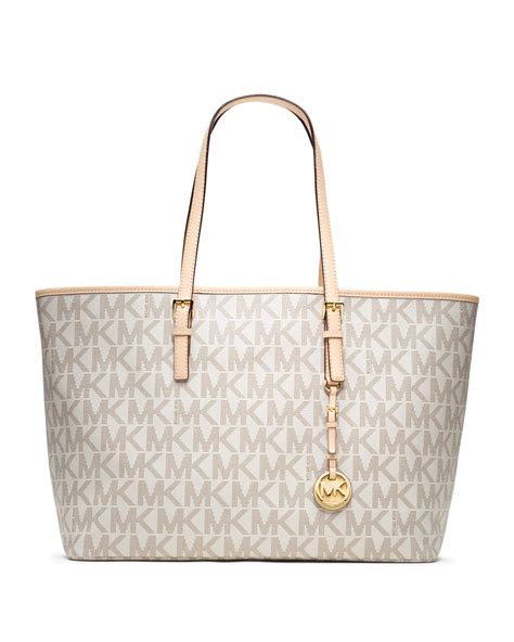 all white michael kors bag|michael kors white tote bag.